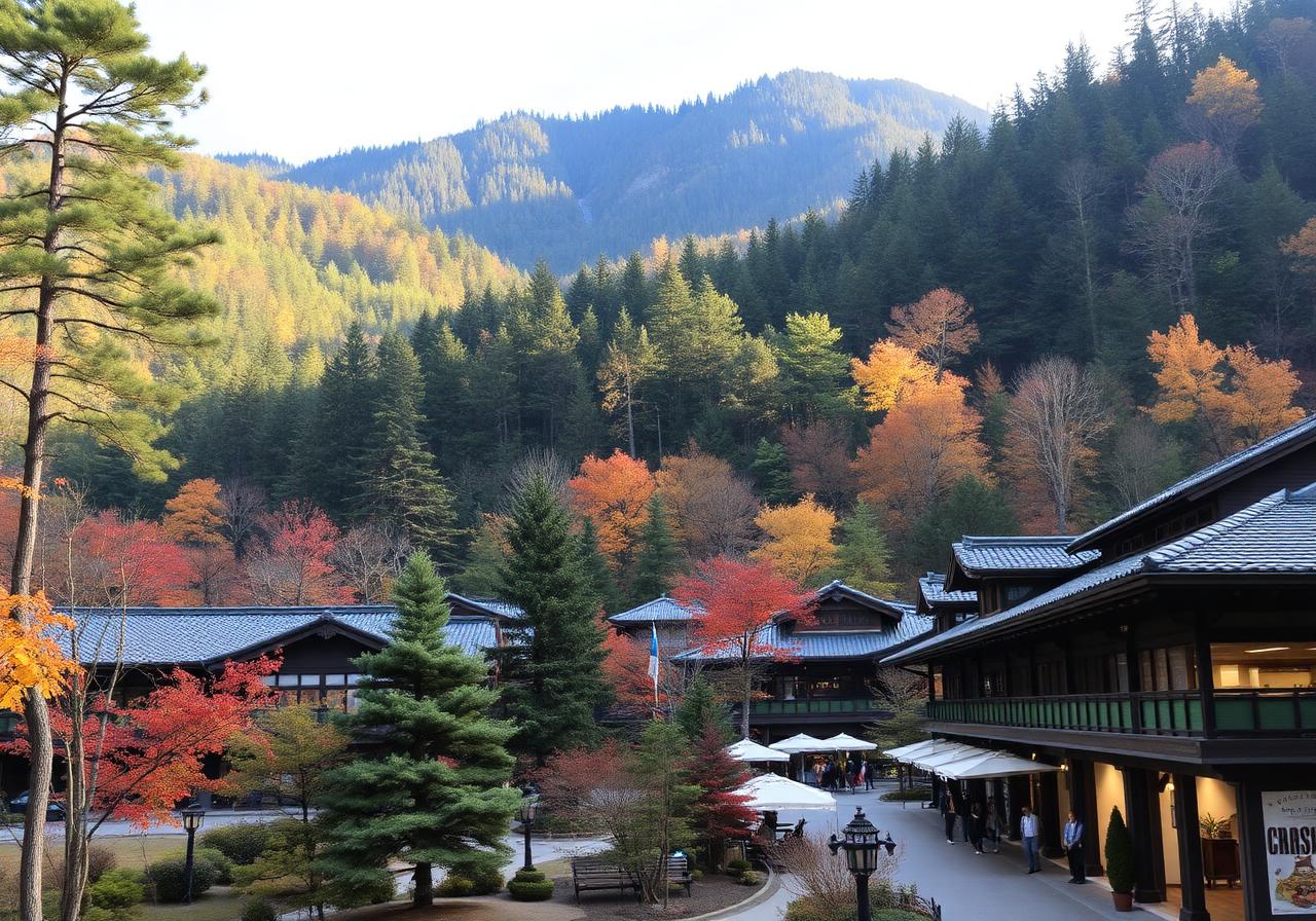 Karuizawa mountain resort tree-lined avenue